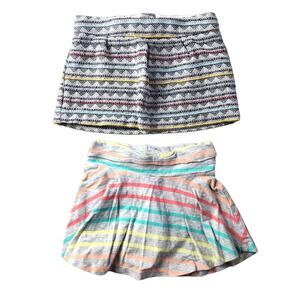 OshKosh Crazy 8 Gray Pink Blue Jersey Knit Tweed Striped Adjustable Waist Skirts